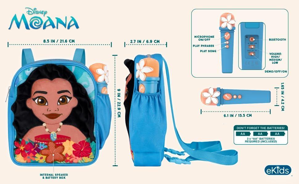 image:imageeKids Moana Karaoke Microphone for Kids Bluetooth Boombox with Builtin Music Designed for Fans of Moana Toys