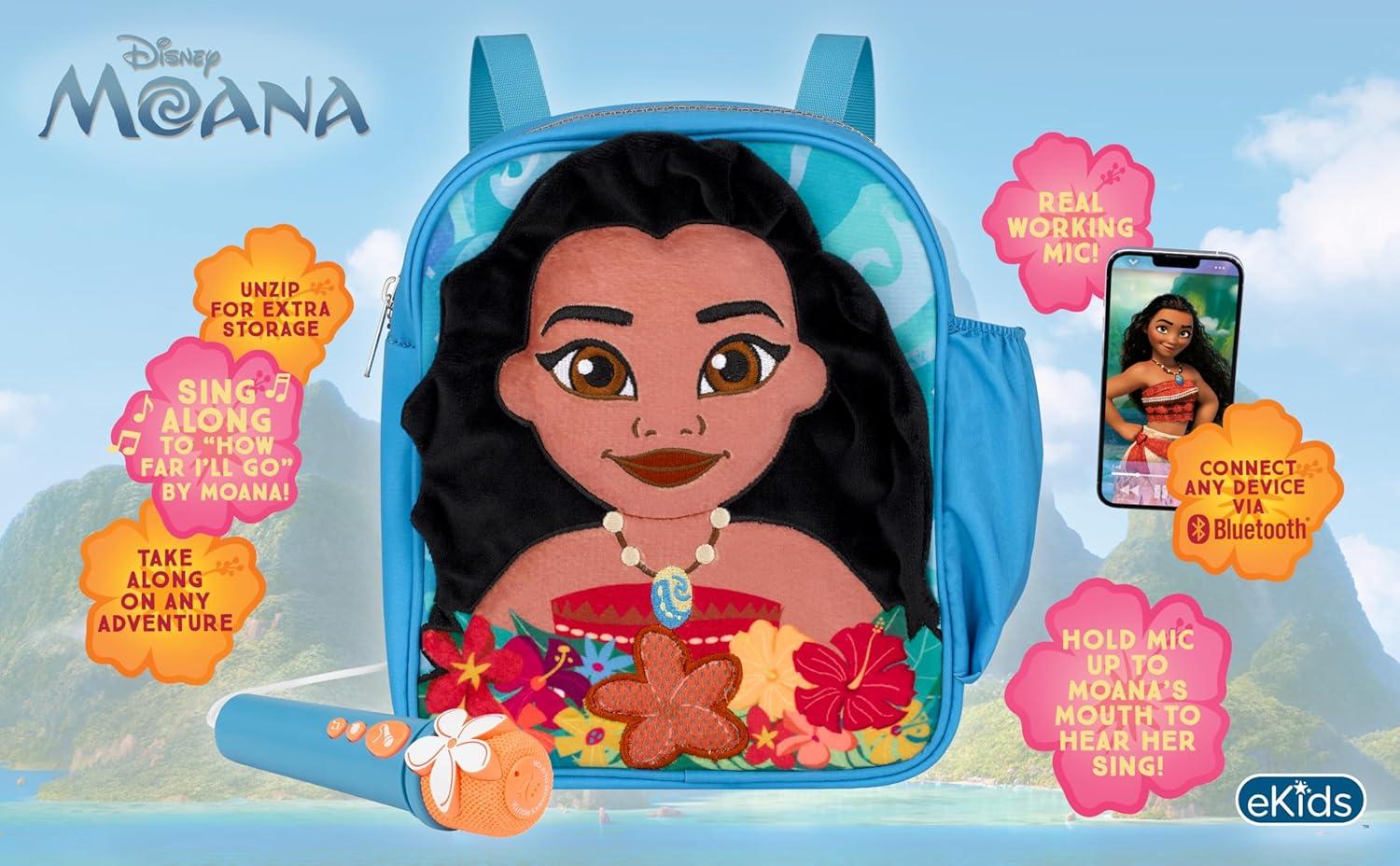 image:imageeKids Moana Karaoke Microphone for Kids Bluetooth Boombox with Builtin Music Designed for Fans of Moana Toys