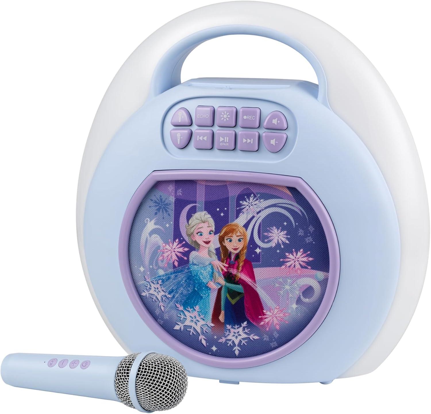 image:imageeKids Disney Frozen Karaoke Machine for Kids Bluetooth Speaker with Wireless Microphone Designed for Fans of Frozen Toys