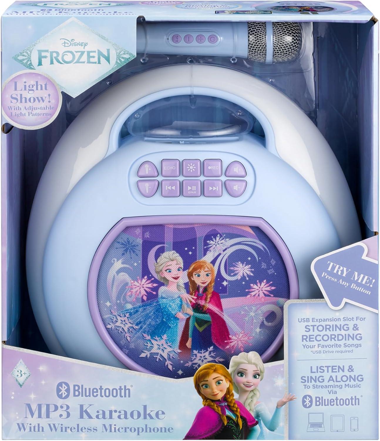image:imageeKids Disney Frozen Karaoke Machine for Kids Bluetooth Speaker with Wireless Microphone Designed for Fans of Frozen Toys