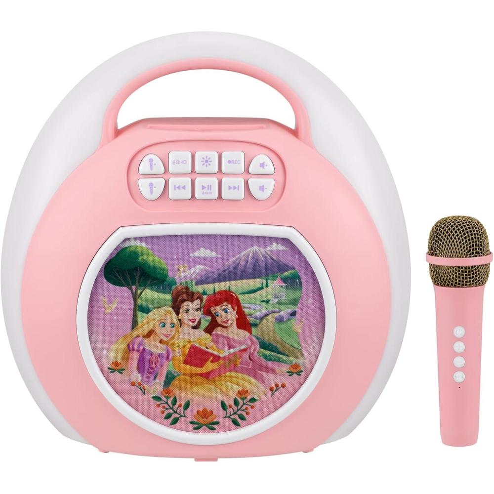 image:imageeKids Disney Princess Karaoke Machine for Kids Bluetooth Speaker with Wireless Microphone Designed for Fans of Disney Toys