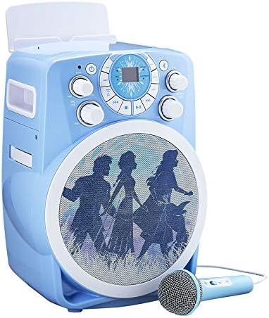 image:imageeKids Frozen 2 Bluetooth CDG Karaoke Machine with LED Disco Party Lights Built in Microphone for Kids Portable Bluetooth Speaker Compatible with CDG Disks MP3 amp TV