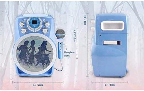 image:imageeKids Frozen 2 Bluetooth CDG Karaoke Machine with LED Disco Party Lights Built in Microphone for Kids Portable Bluetooth Speaker Compatible with CDG Disks MP3 amp TV