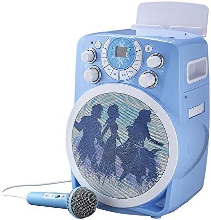 image:imageeKids Frozen 2 Bluetooth CDG Karaoke Machine with LED Disco Party Lights Built in Microphone for Kids Portable Bluetooth Speaker Compatible with CDG Disks MP3 amp TV