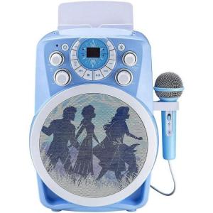 eKids Frozen 2 Bluetooth CDG Karaoke Machine with LED Disco Party Lights, Built in Microphone for Kids, Portable Bluetooth Speaker, Compatible with CDG Disks, MP3 & TV