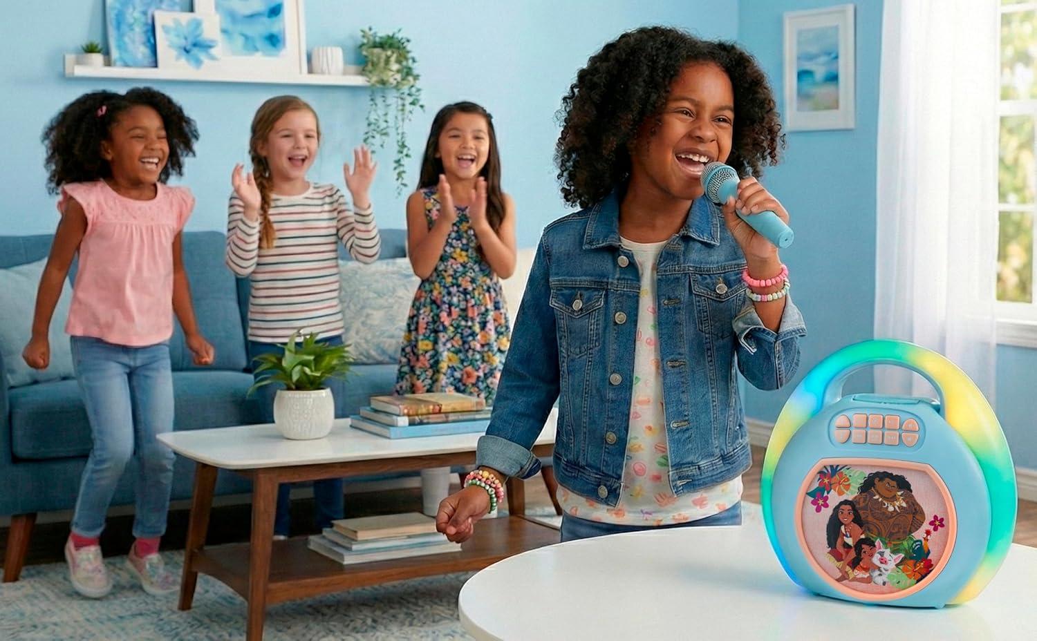 image:imageeKids Moana Karaoke Machine for Kids Bluetooth Speaker with Wireless Microphone Designed for Fans of Moana Toys