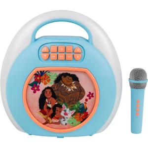 eKids Moana Karaoke Machine for Kids, Bluetooth Speaker with Wireless Microphone Designed for Fans of Moana Toys