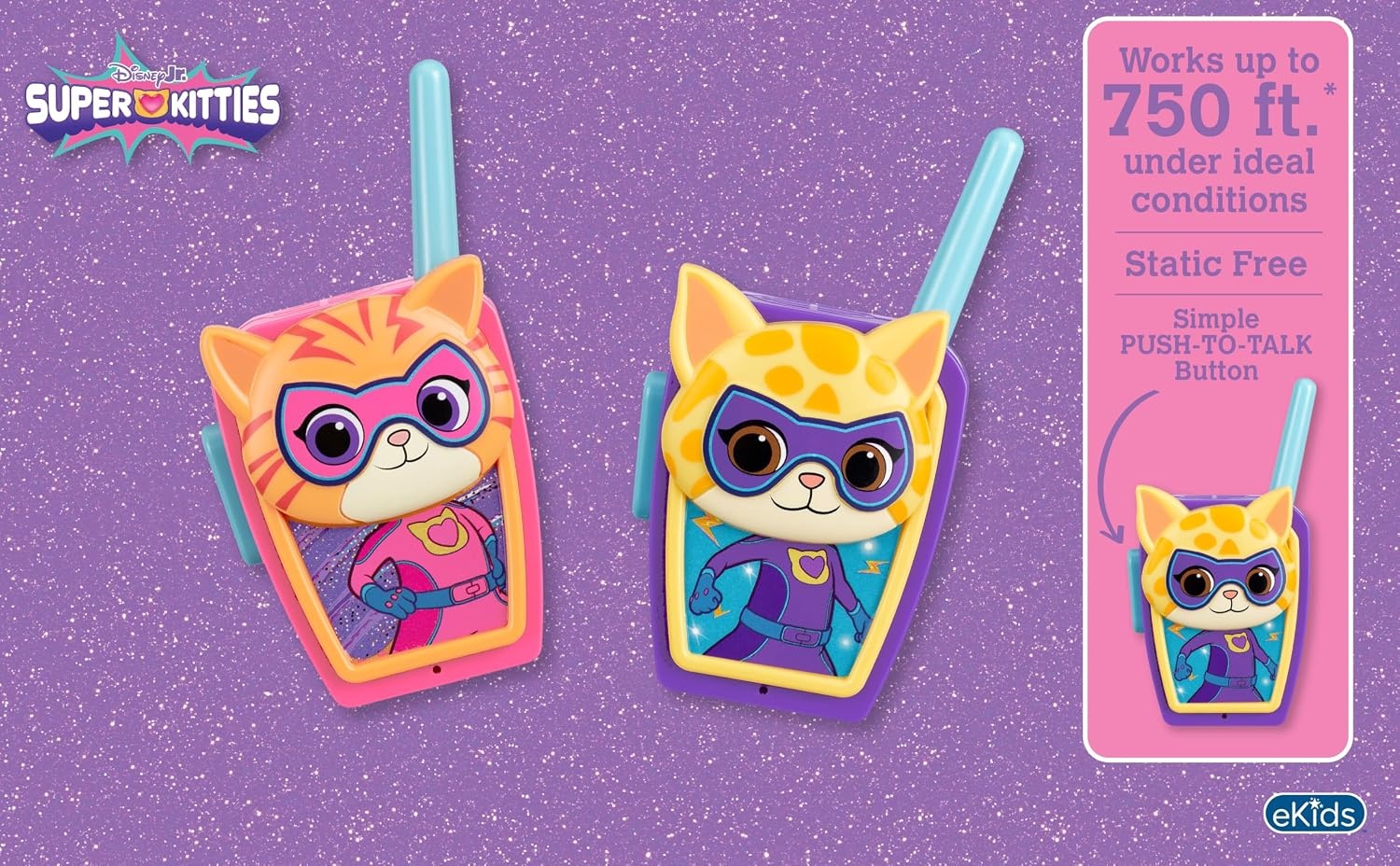 image:imageSuper Kitties Walkie Talkies for Kids Static Free and Extended Range Indoor and Outdoor Toys