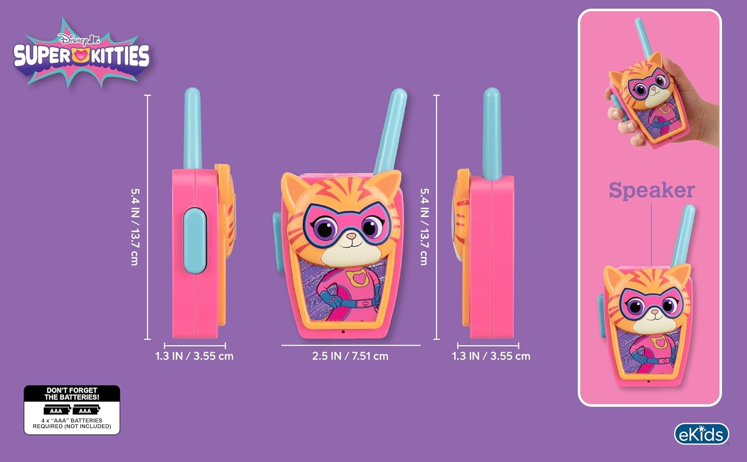 image:imageSuper Kitties Walkie Talkies for Kids Static Free and Extended Range Indoor and Outdoor Toys